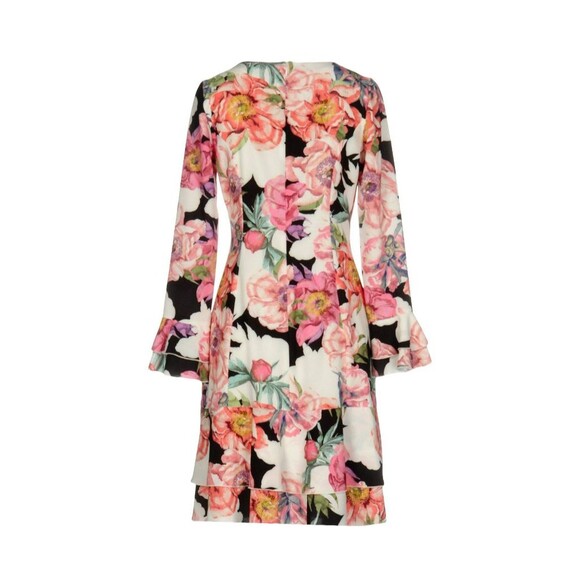 VDP Collection Party Cocktail Dress SZ 46/10 Floral Rhinestones Ruffle Hem Italy - Picture 2 of 16